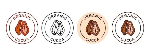 Diseño de cacao orgánico para el embalaje Adhesivo de grano de cacao Marca emblemática de etiqueta de sello de fondo transparente