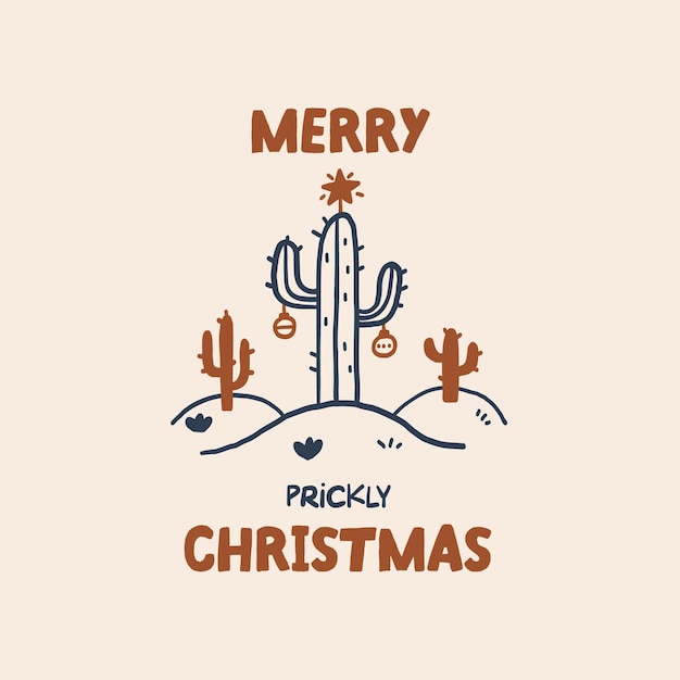 Diseño de cactus de Navidad feliz y espinoso