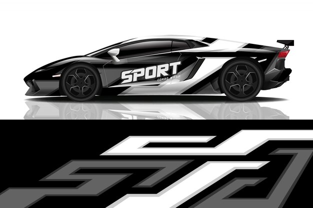 diseño de calcomanía de envoltura de coche deportivo