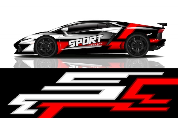 diseño de calcomanía de envoltura de coche deportivo