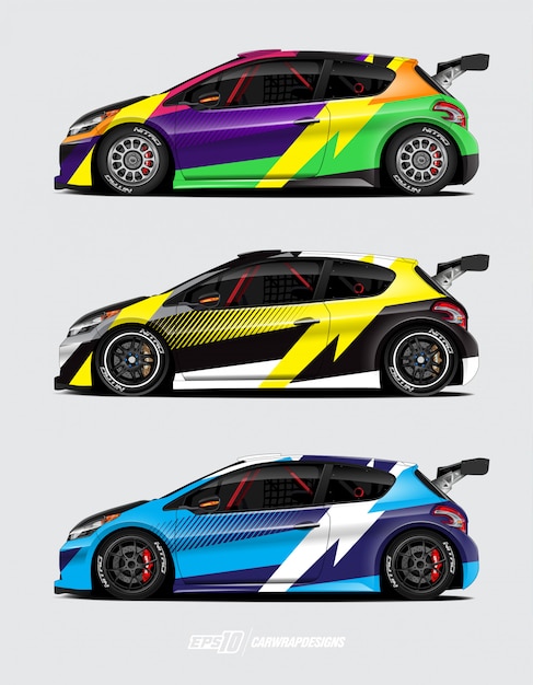 Diseño de calcomanías para automóviles para rally