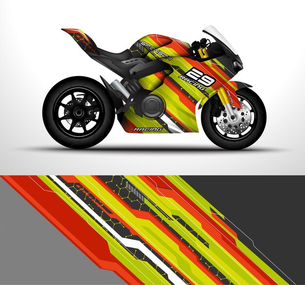 Diseño de calcomanías y calcomanías de vinilo para motocicletas deportivas de carreras.