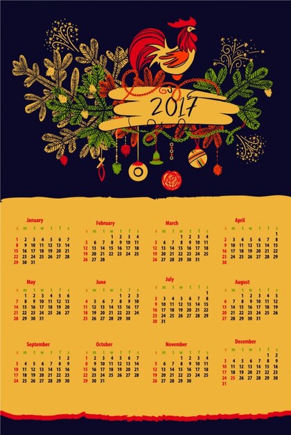 Vector diseño de calendario de 2017