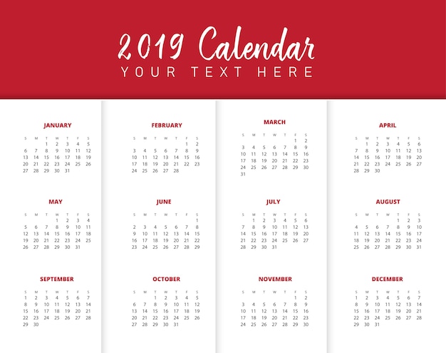 Diseño de calendario 2019