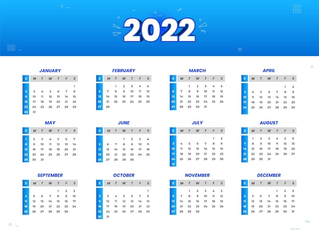 Vector diseño de calendario 2022