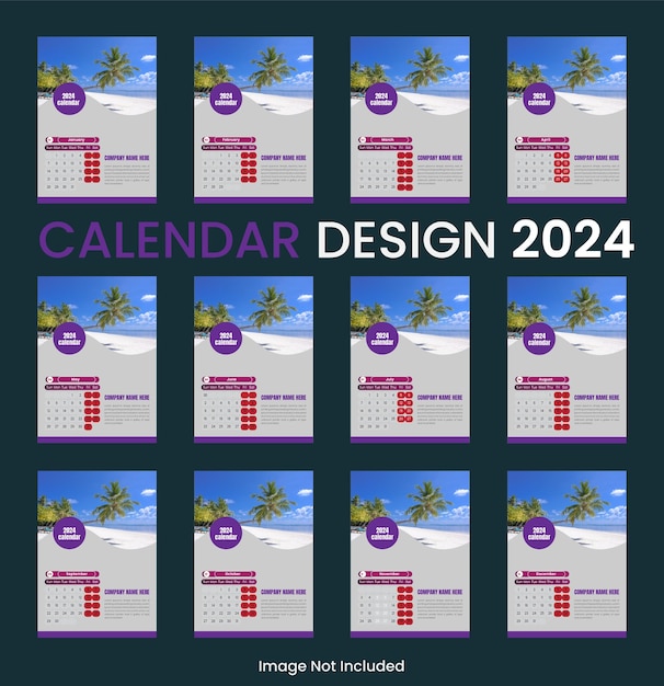 Vector diseño del calendario 2024