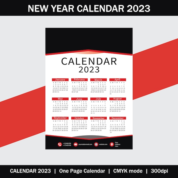 Diseño de calendario de año nuevo 2023