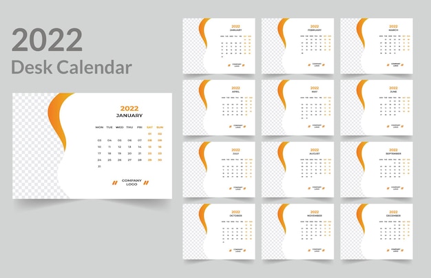 Diseño de calendario de escritorio 2022.