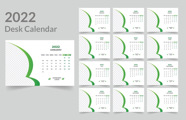 Diseño de calendario de escritorio 2022.