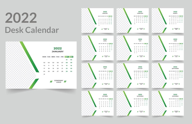 Diseño de calendario de escritorio 2022.