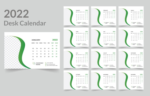 Diseño de calendario de escritorio 2022