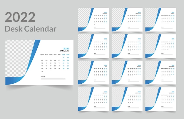 Diseño de calendario de escritorio 2022