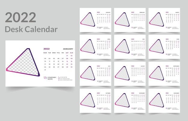 Vector diseño de calendario de escritorio 2022