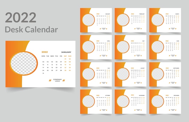 Diseño de calendario de escritorio 2022.