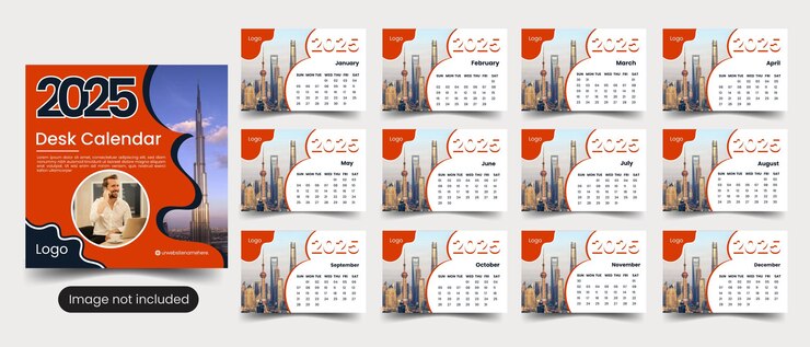 Diseño del calendario de escritorio 2025
