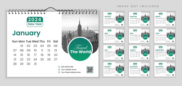 Diseño de calendario de escritorio colorido vectorial