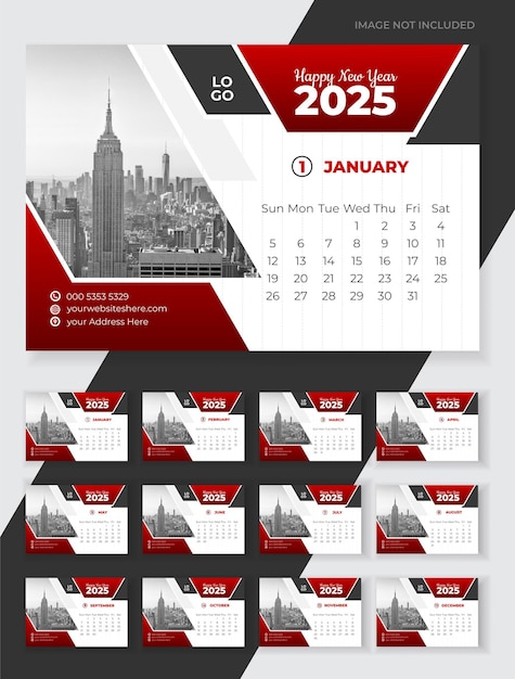 Diseño del calendario de escritorio de negocios 2025