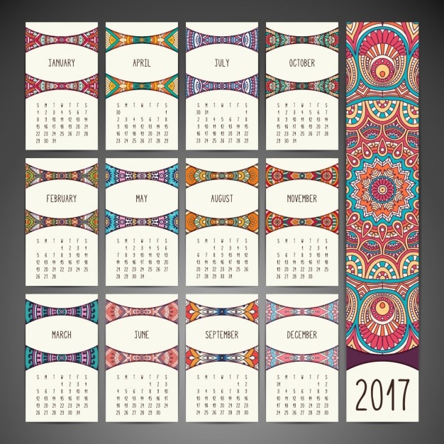 Diseño de calendario de estilo boho