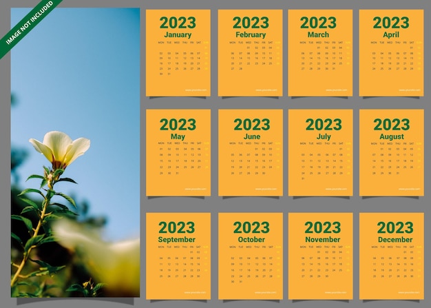 diseño de calendario de feliz año nuevo 2023