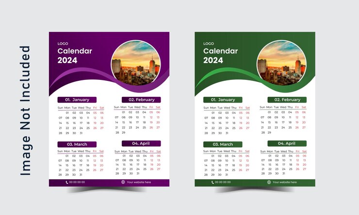 Diseño de calendario moderno y creativo para 2024