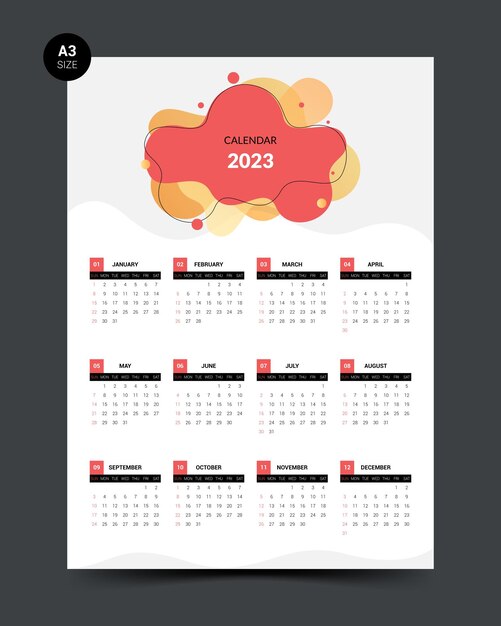 Diseño de calendario con objeto fluido.