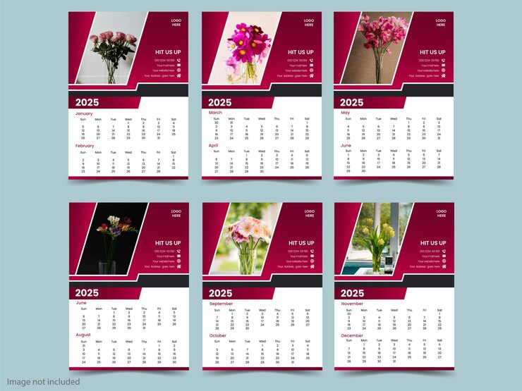 Diseño de calendario de pared para el año nuevo 2025