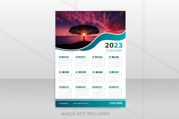 diseño de calendario de pared corporativo 2023