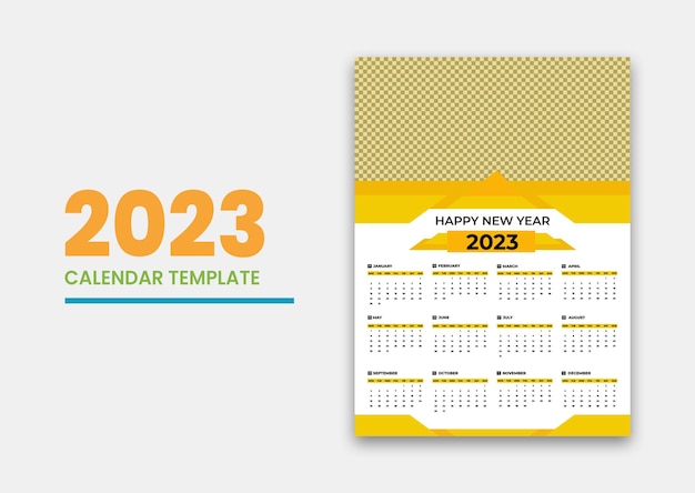 Diseño de calendario de pared de estilo moderno año nuevo 2023