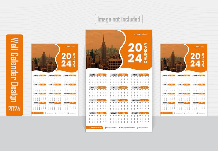 Diseño de calendario de pared de una página de vector 2024