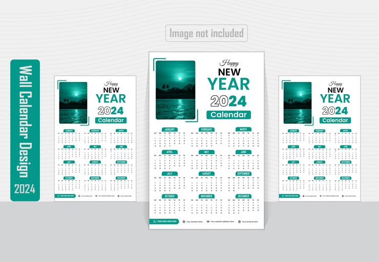 Diseño de calendario de pared de una página de vector 2024