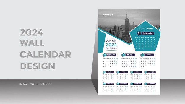 diseño de calendario de pared simple 2024