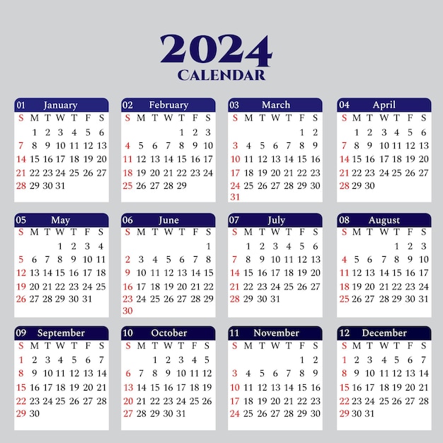 diseño de calendario simple 2024