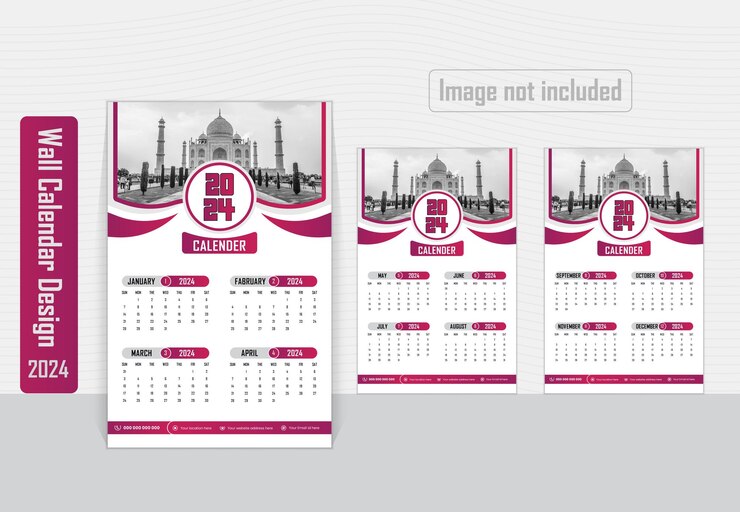 diseño de calendario vectorial plantilla 2024