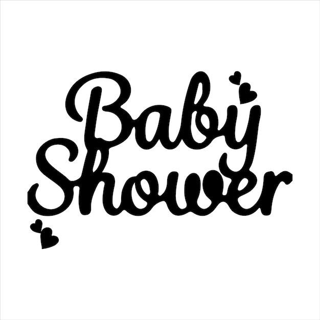 Un diseño de caligrafía tipográfica minimalista con el texto silhueta de ducha de bebé estilo vectorial whit ba