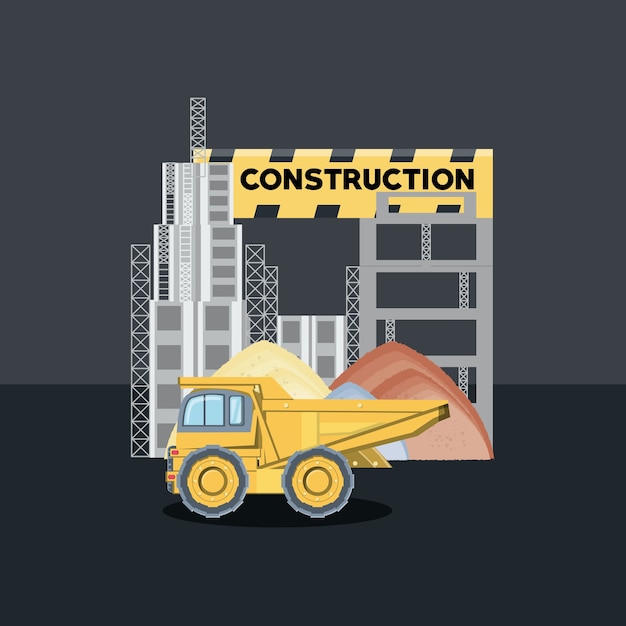 Vector diseño de camiones de construcción