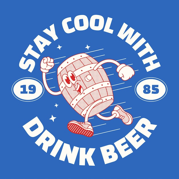 Diseño de la camisa del personaje de la mascota de Happy Beer Barrel