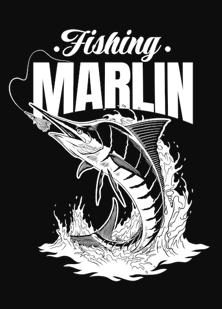 Vector diseño de camisa vintage para la pesca de monstruos marlins