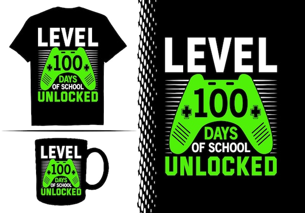 Diseño de camiseta de 100 días de escuela con elementos escolares o camiseta de tipografía de regreso a la escuela dibujada a mano