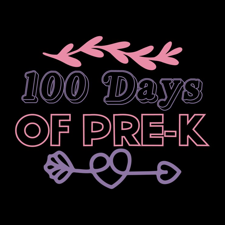 Vector diseño de camiseta de 100 días de escuela con fondo negro.
