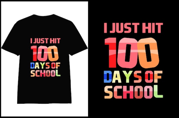 Diseño de camiseta de 100 días de escuela.