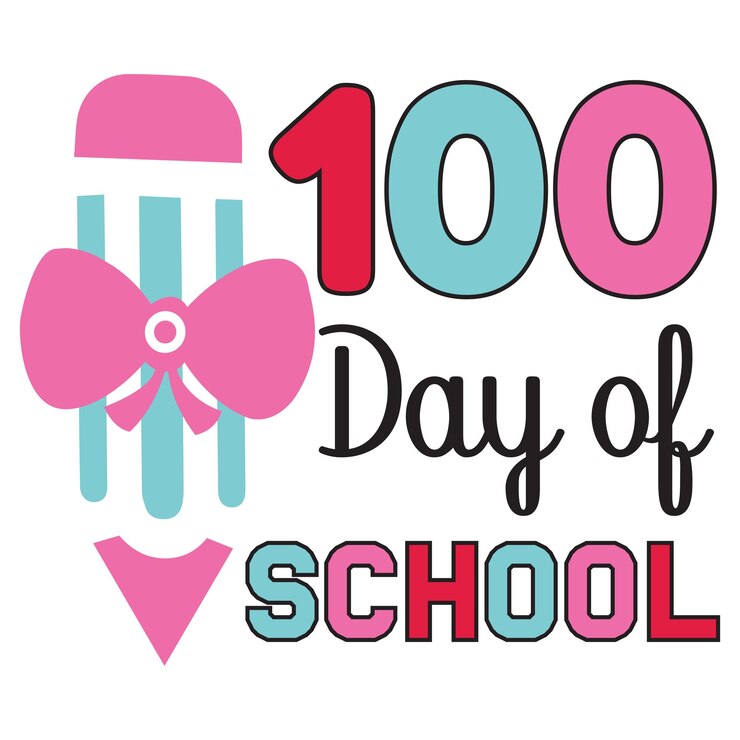 Diseño de camiseta de 100 días de escuela.