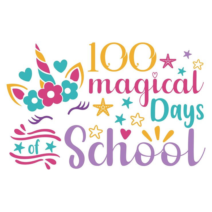 Diseño de camiseta de 100 días de escuela.