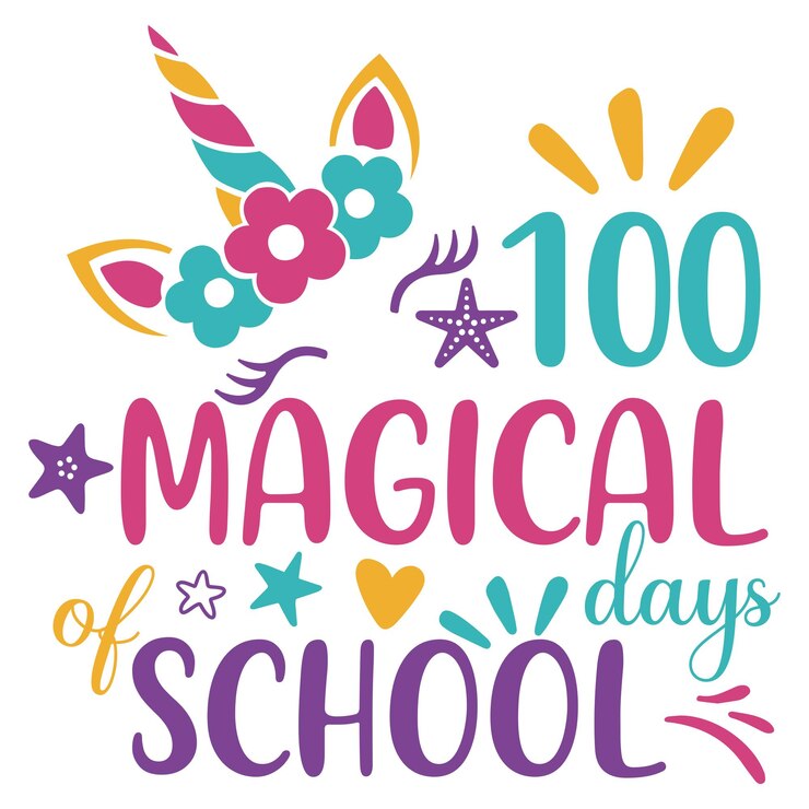 Diseño de camiseta de 100 días de escuela.