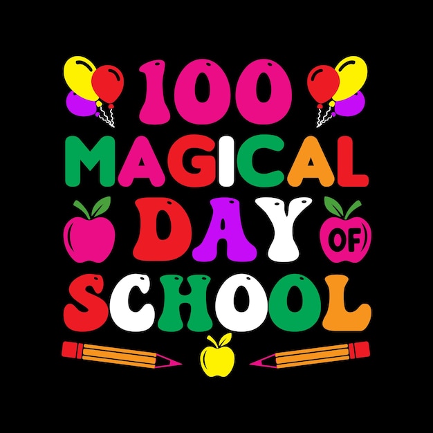 Vector diseño de la camiseta de los 100 días de la escuela