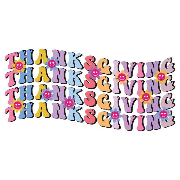 El diseño de la camiseta de Acción de Gracias wavyretrotypography