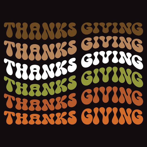 El diseño de la camiseta de Acción de Gracias wavyretrotypography