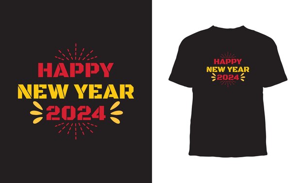 Diseño de camiseta de Año Nuevo Diseño de camiseta de Año Nuevo 2024 Diseño de camiseta vectorial listo para imprimir Diseño de camiseta