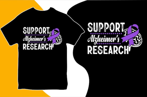 Diseño de camiseta de apoyo a la investigación de Alzheimer Ilustración vectorial Camiseta de concienciación sobre el Alzheimer