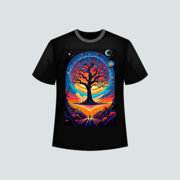 Vector un diseño de camiseta de árbol cósmico