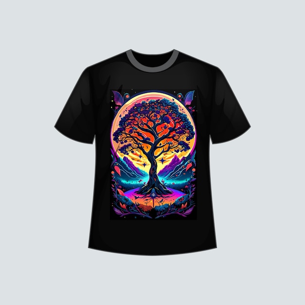 Vector un diseño de camiseta de árbol cósmico